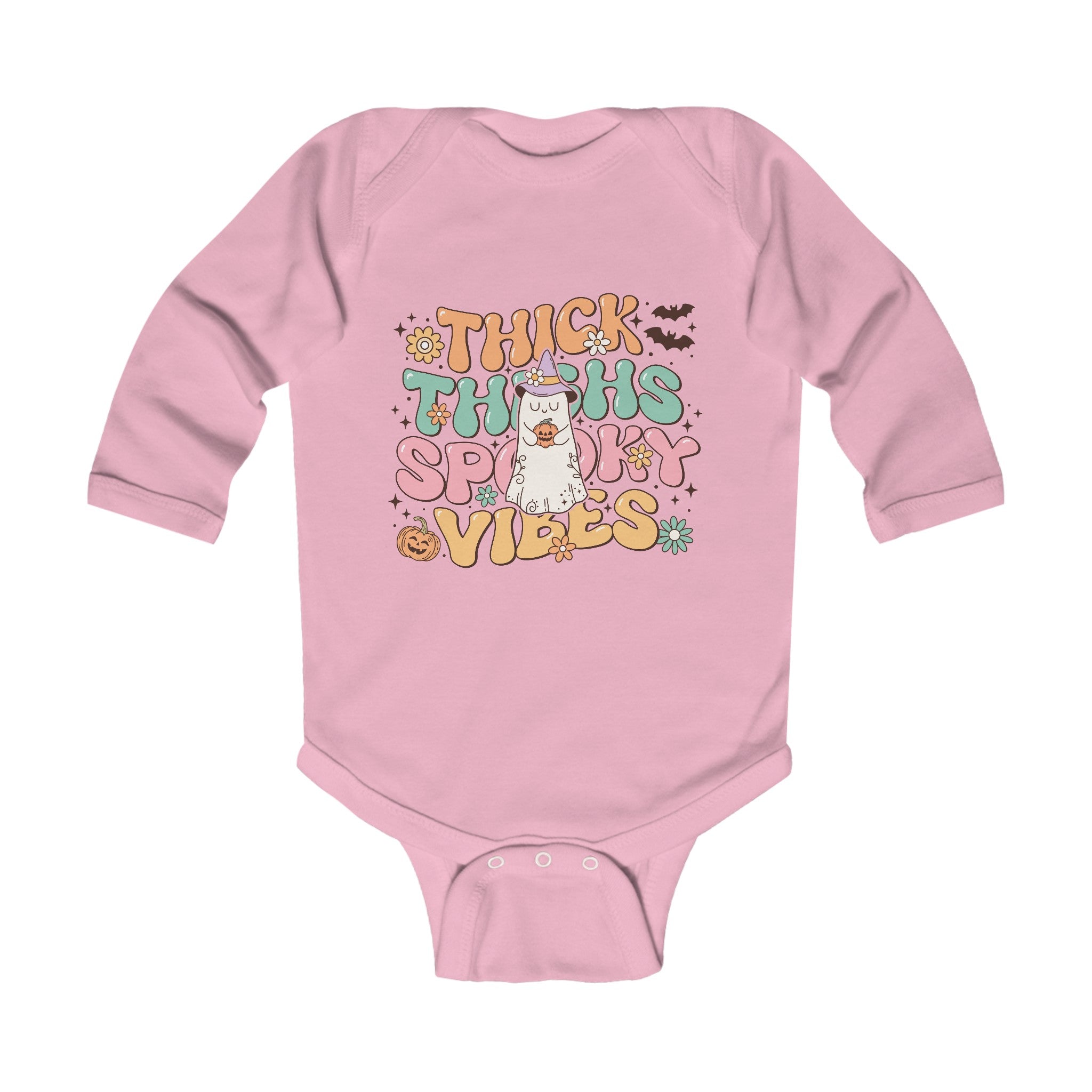 Thick Thighs Spooky Vibes Infant Long Sleeve Bodysuit