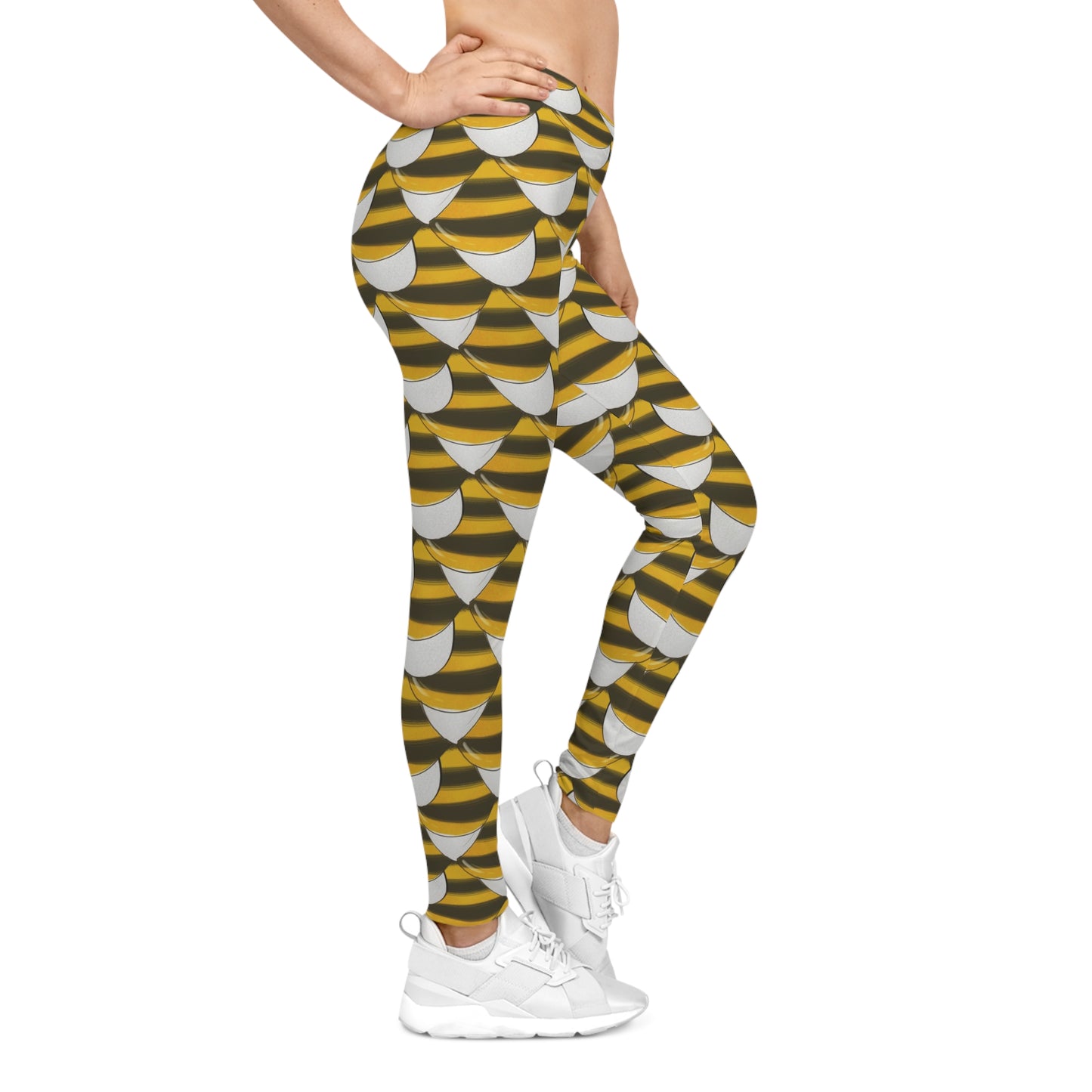 Yellow & Black Pattern Women's Casual Leggings