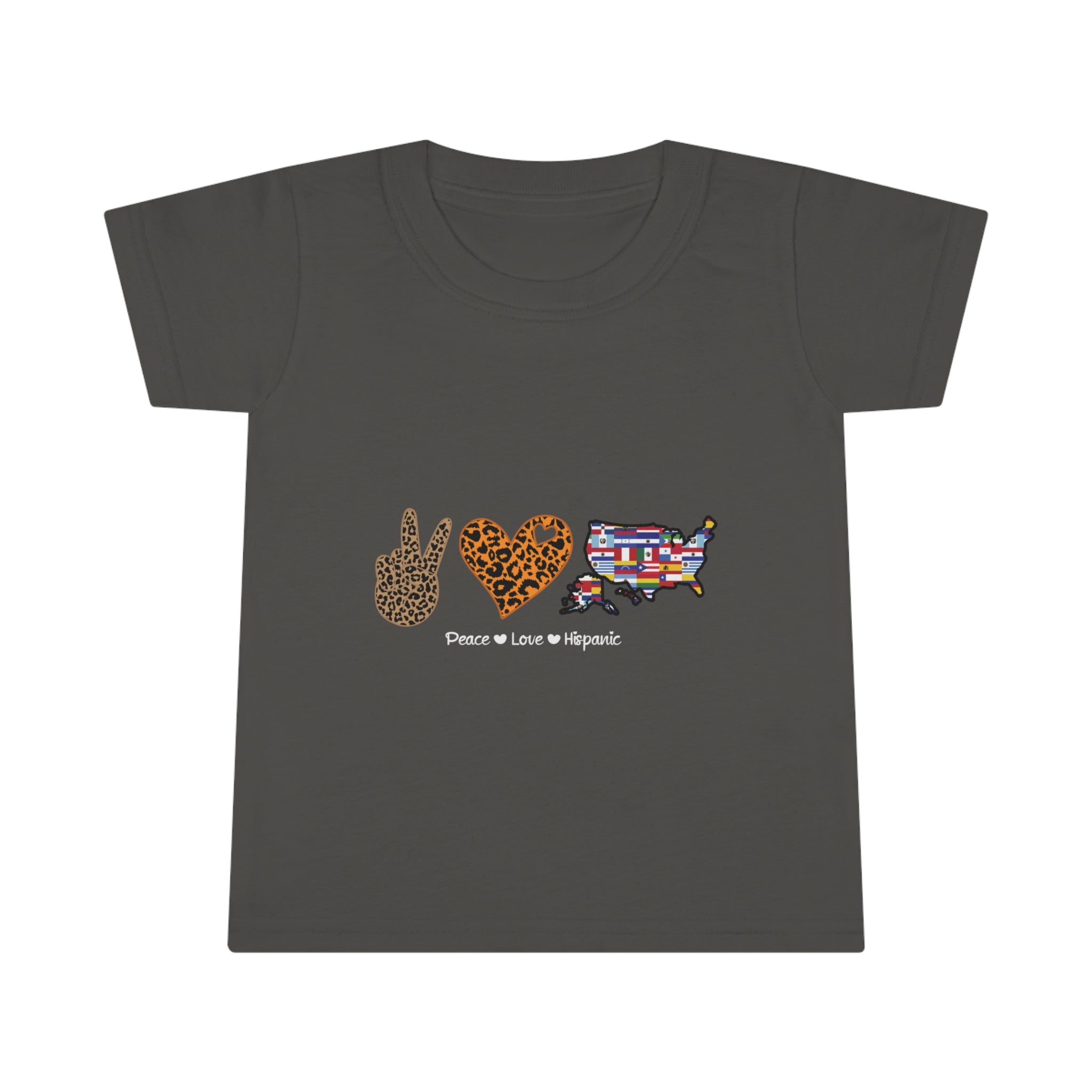 Leopard Peace, Love, Hispanic - Hispanic Heritage Month Toddler T-shirt
