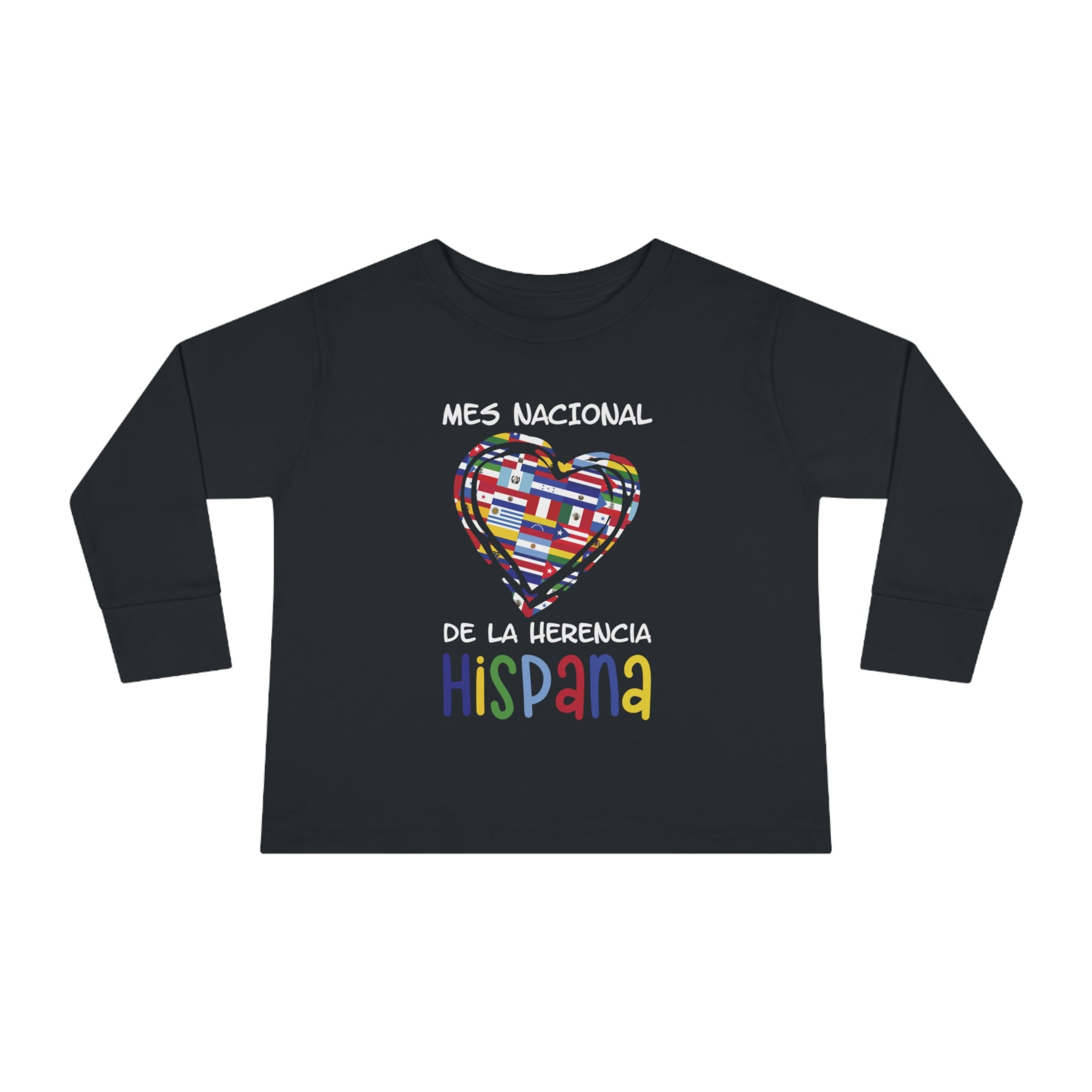 Mes Nacional Heart - Hispanic Heritage Month Toddler Long Sleeve Tee