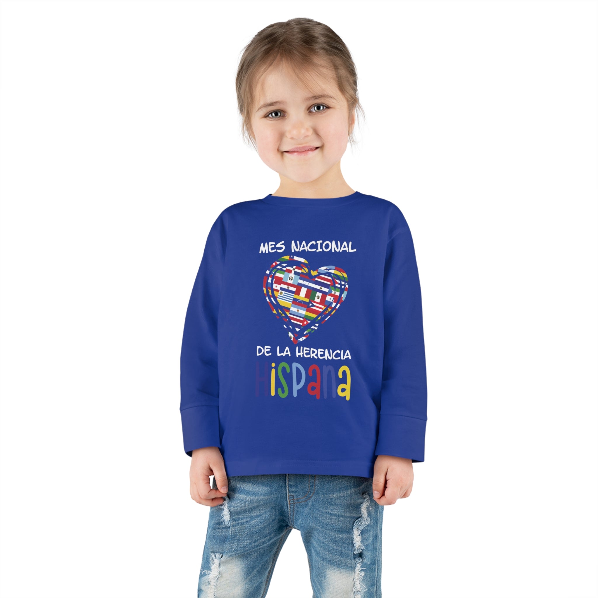 Mes Nacional Heart - Hispanic Heritage Month Toddler Long Sleeve Tee