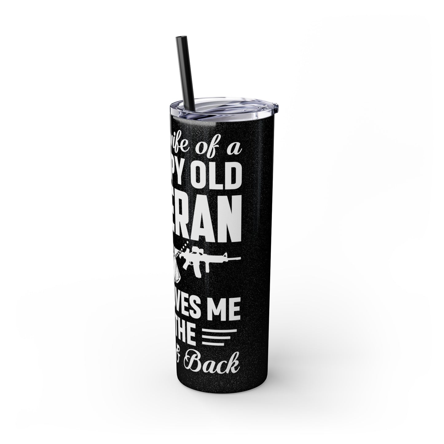 Proud Wife of a Grumpy Old Veteran Skinny Tumbler with Straw, 20oz