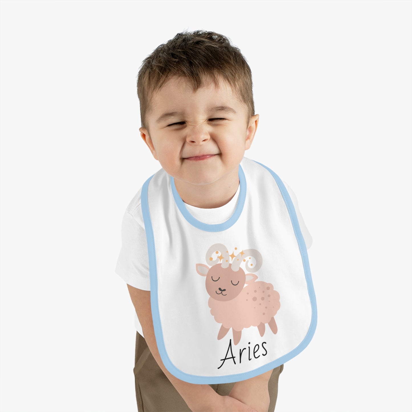 Aries Bib, Aries Baby Bib, Zodiac Sign Bib, Baby Contrast Trim Jersey Bib