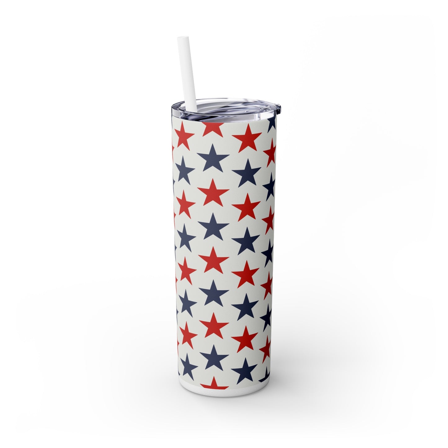 Red & Blue Stars Americana Skinny Tumbler with Straw, 20oz