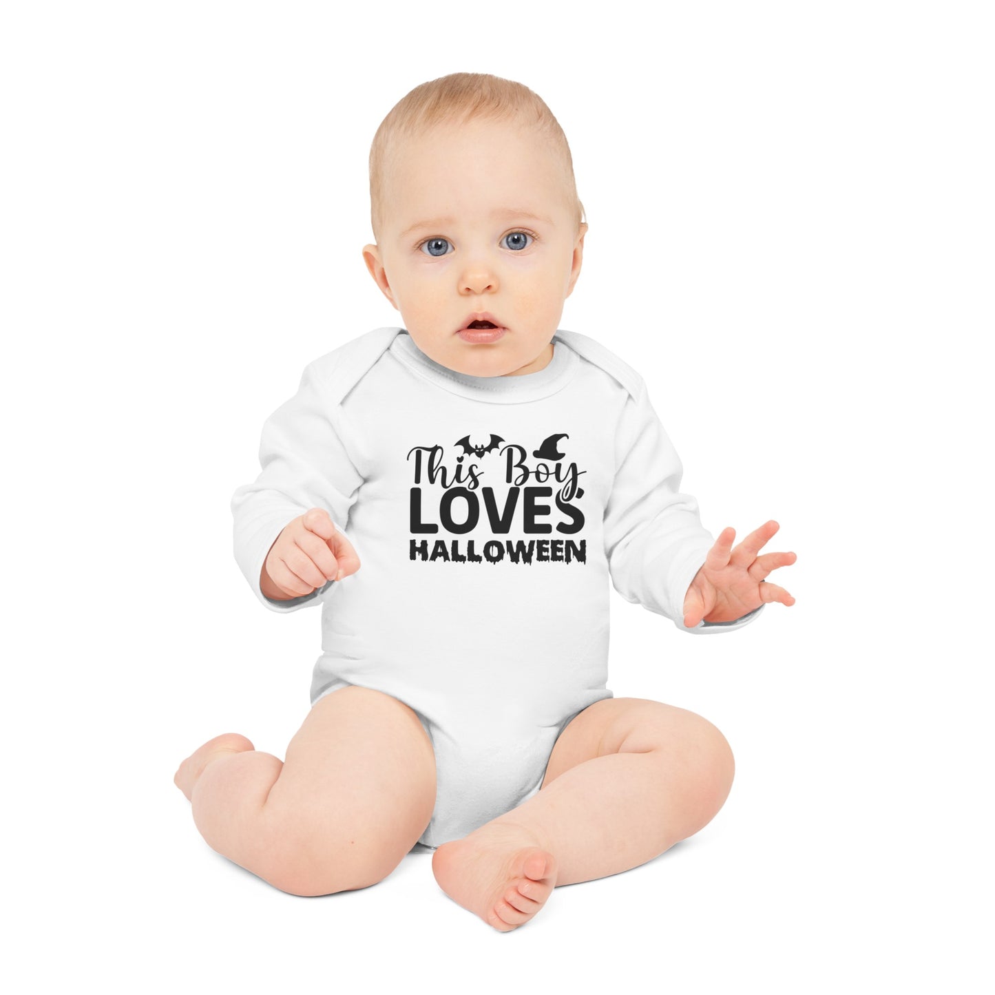 This Boy Loves Halloween, This Boy Loves Halloween Onesie, This Boy Loves Halloween Bodysuit, This Boy Loves Halloween Jumpsuit, Baby Long-Sleeve Organic Bodysuit