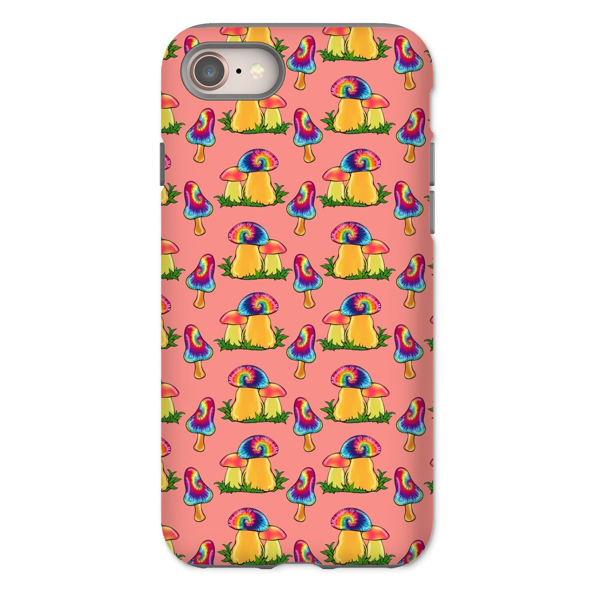 Retro Mushroom Pattern - Pink Tough Phone Case