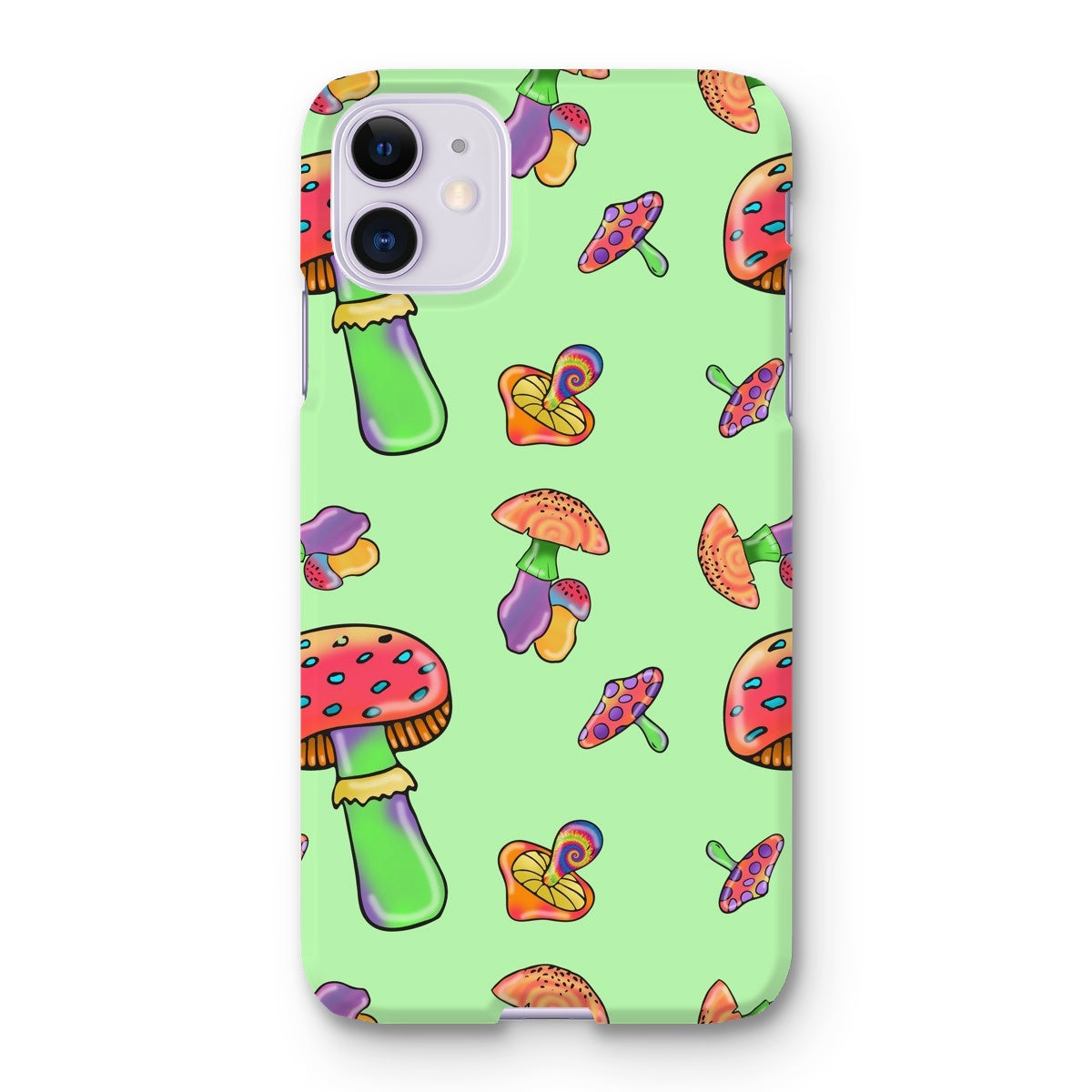 Retro Mushroom Pattern - Green Snap Phone Case