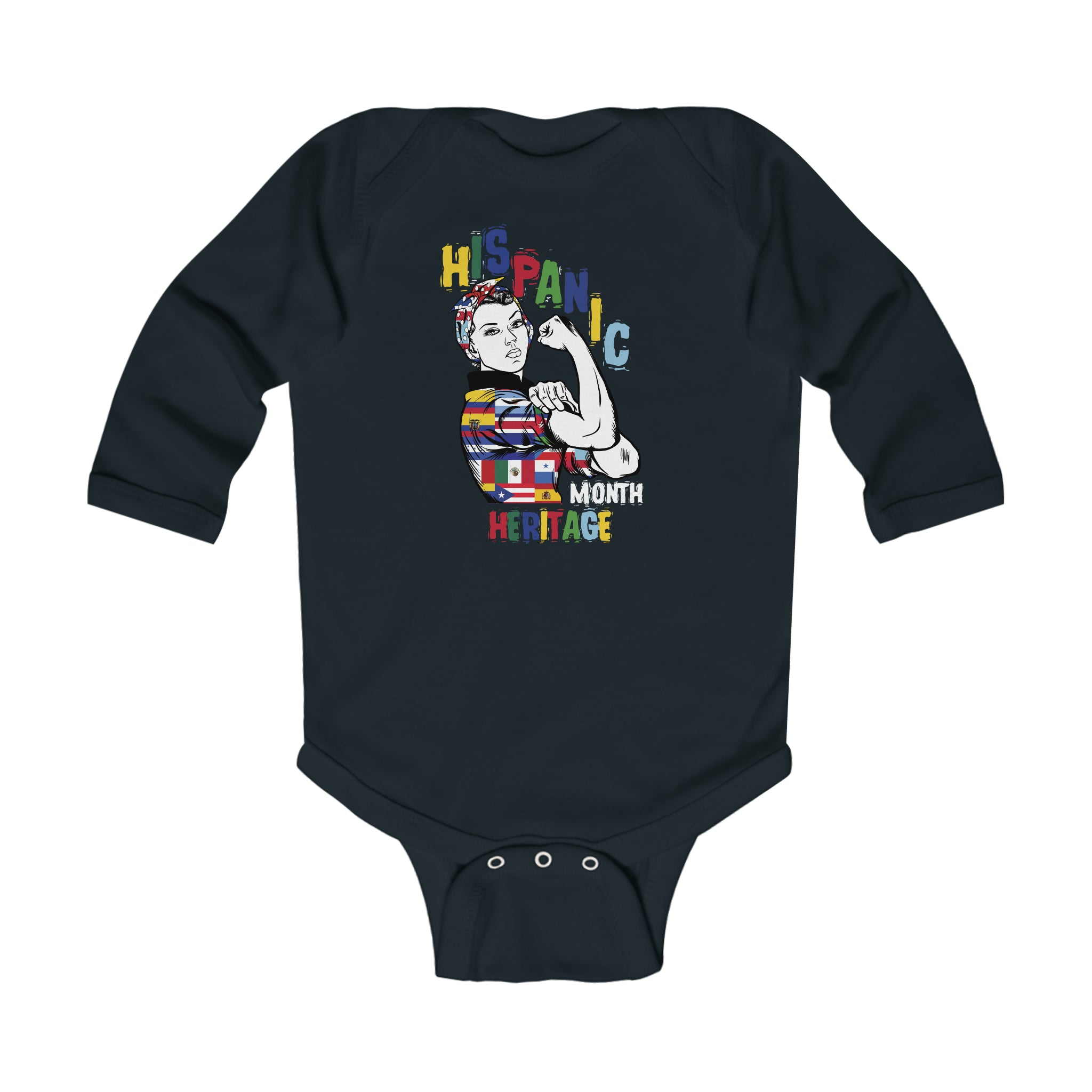 Muscle Strong Woman - Hispanic Heritage Month Infant Long Sleeve Bodysuit