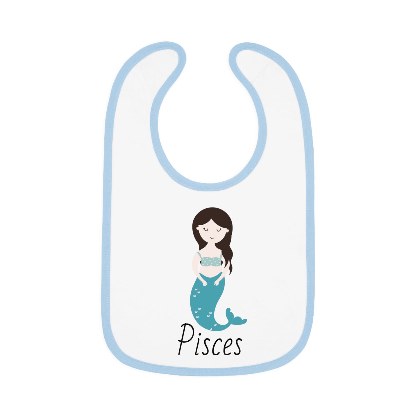 Pisces Bib, Pisces Baby Bib, Zodiac Sign Bib, Baby Contrast Trim Jersey Bib