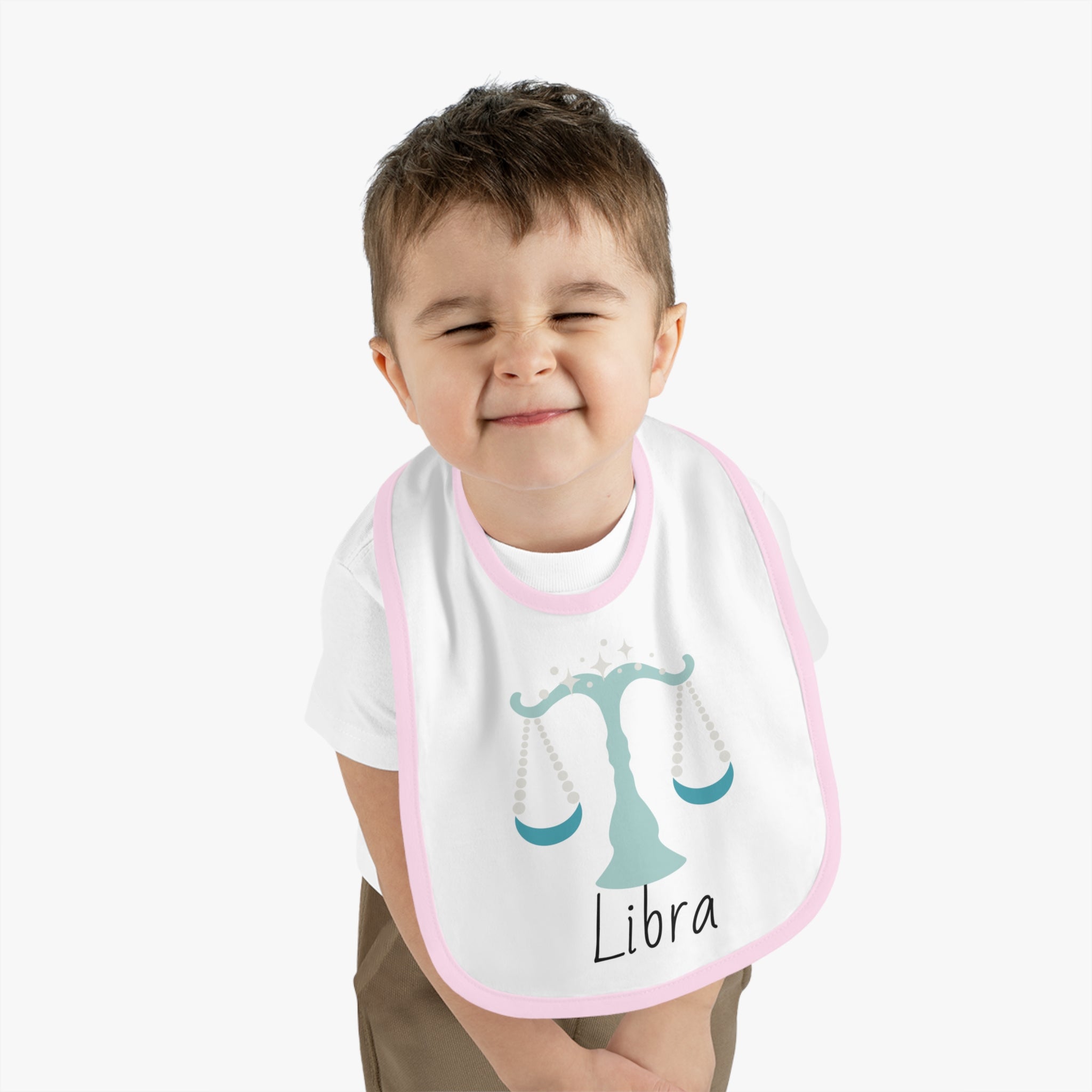Libra Bib, Libra Baby Bib, Zodiac Sign Bib, Baby Contrast Trim Jersey Bib