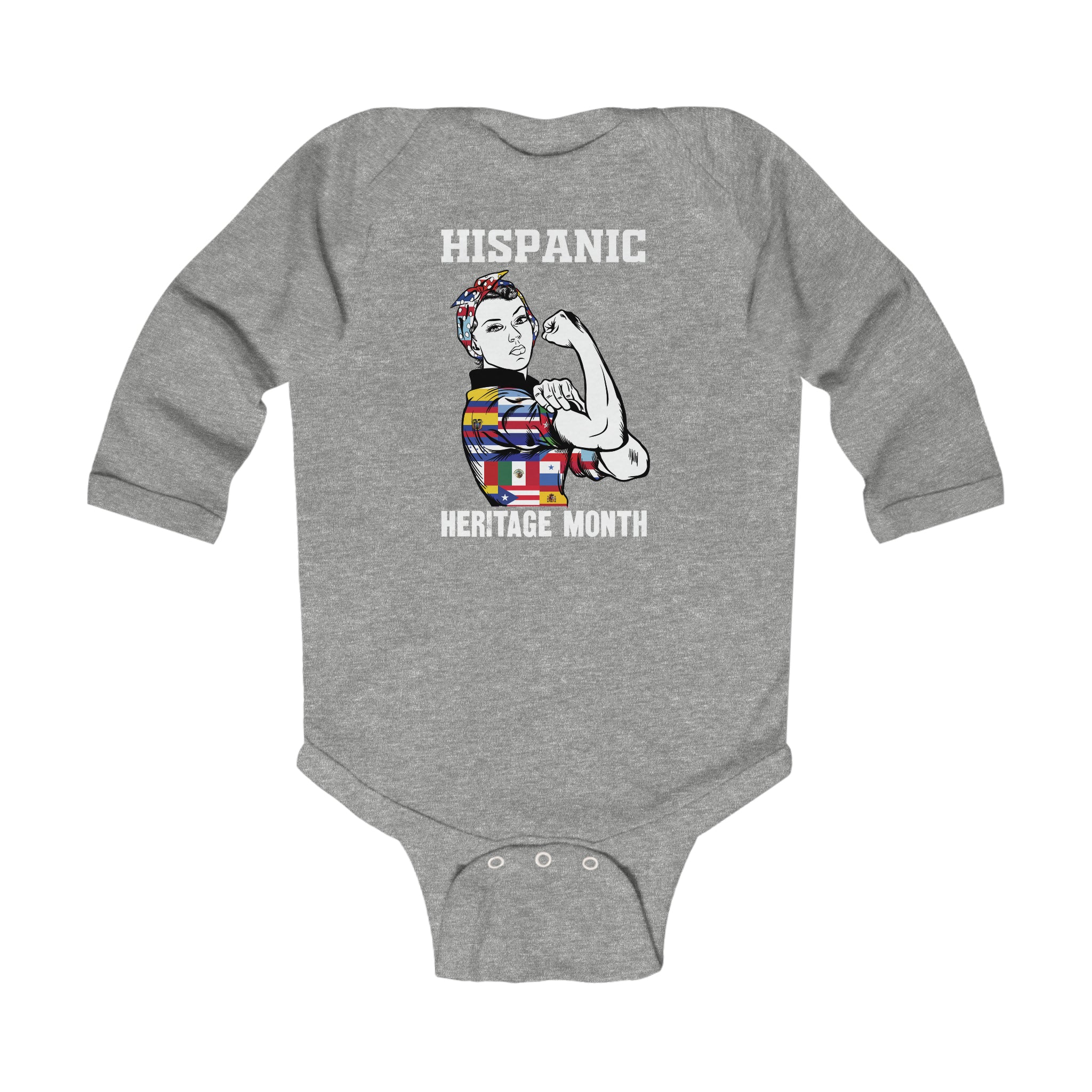 Muscle Strong Woman - Hispanic Heritage Month Infant Long Sleeve Bodysuit
