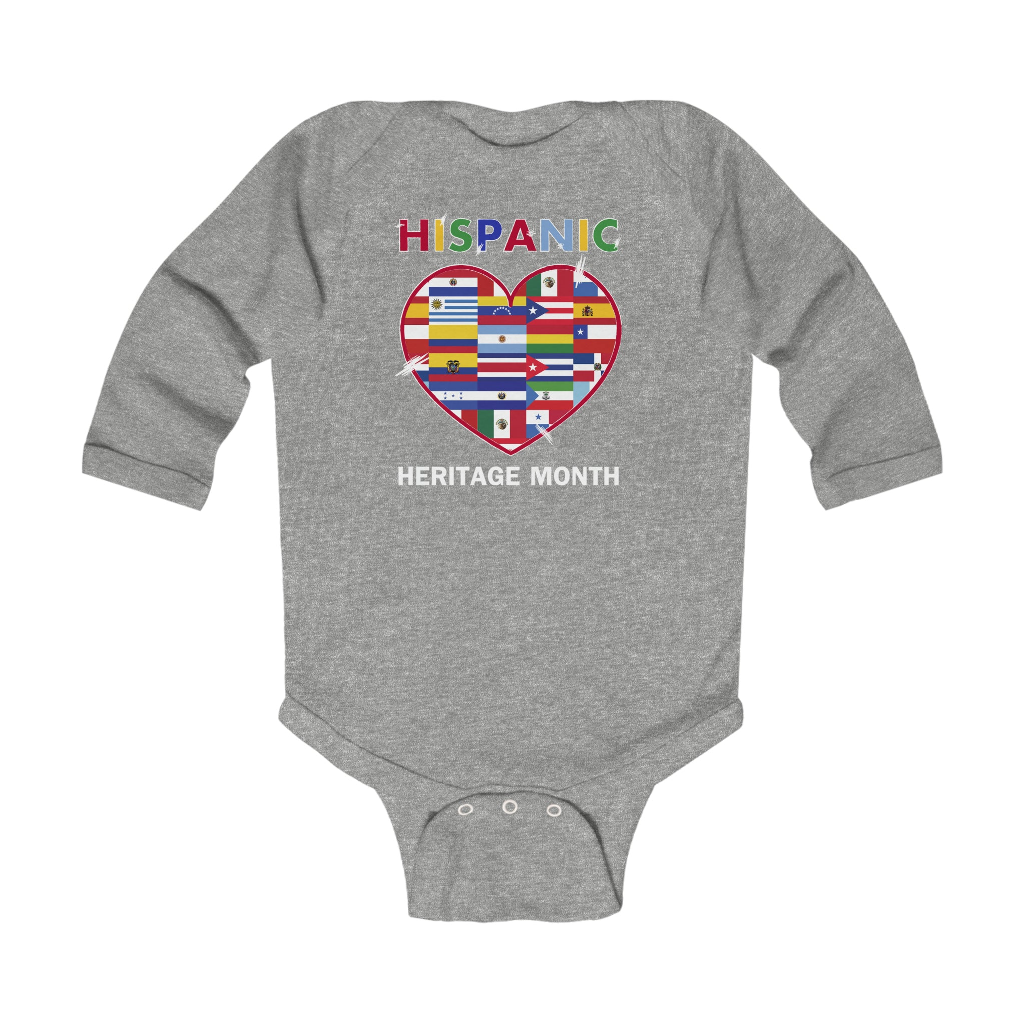 Flag Heart - Hispanic Heritage Month Infant Long Sleeve Bodysuit
