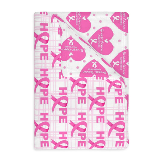 Breast Cancer Awareness, BCA Blanket, Breat Cancer Blanket, Velveteen Microfiber Blanket (Two-sided print)