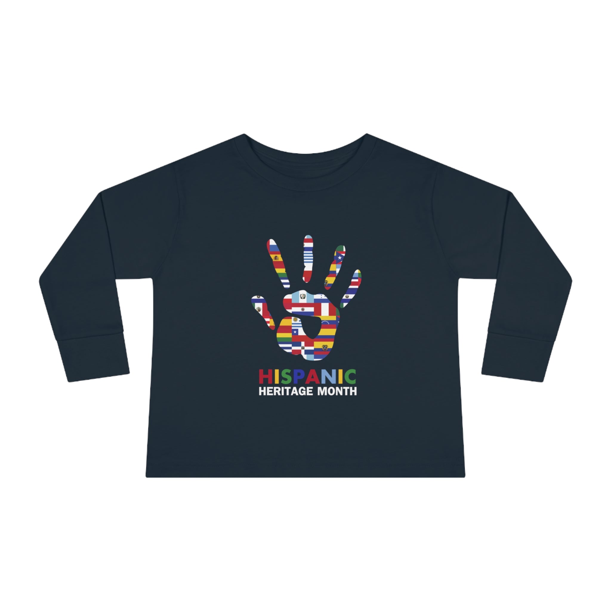 Flag Handprint - Hispanic Heritage Month Toddler Long Sleeve Tee
