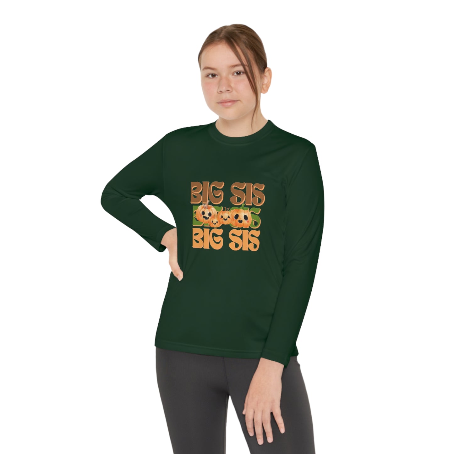 Big Sis Pumpkin Youth Long Sleeve Competitor Tee