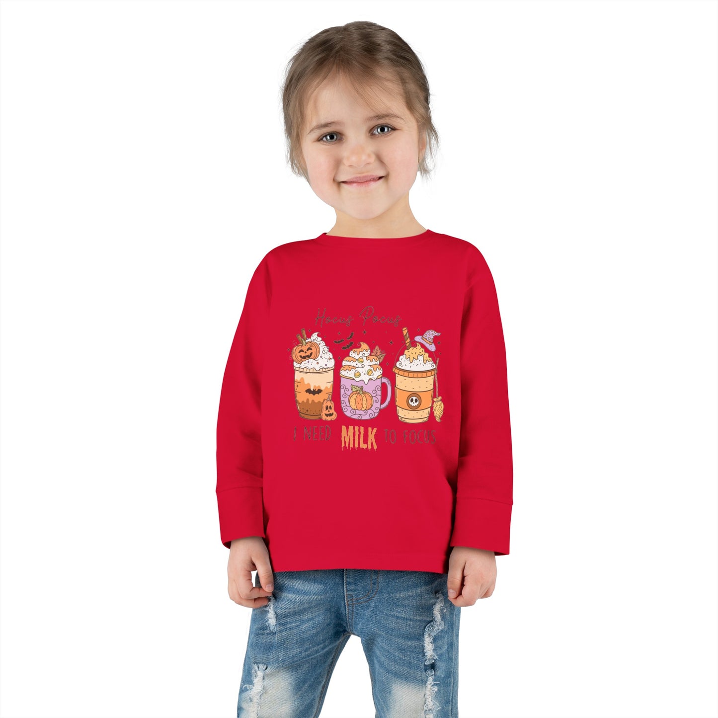 Hocus Pocus I Need Milk To Focus Toddler Long Sleeve Tee