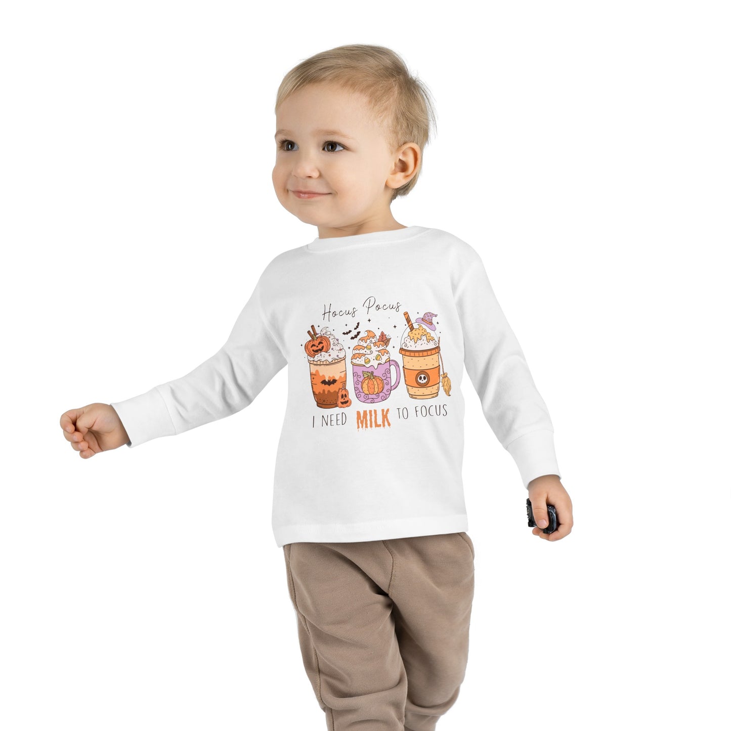 Hocus Pocus I Need Milk To Focus Toddler Long Sleeve Tee