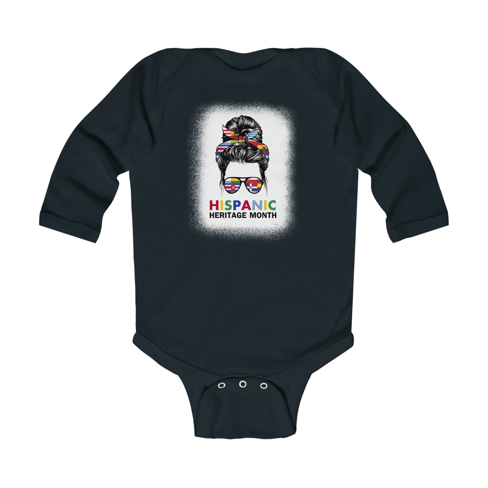Messy Bun Mama Sunnies - Hispanic Heritage Month Infant Long Sleeve Bodysuit