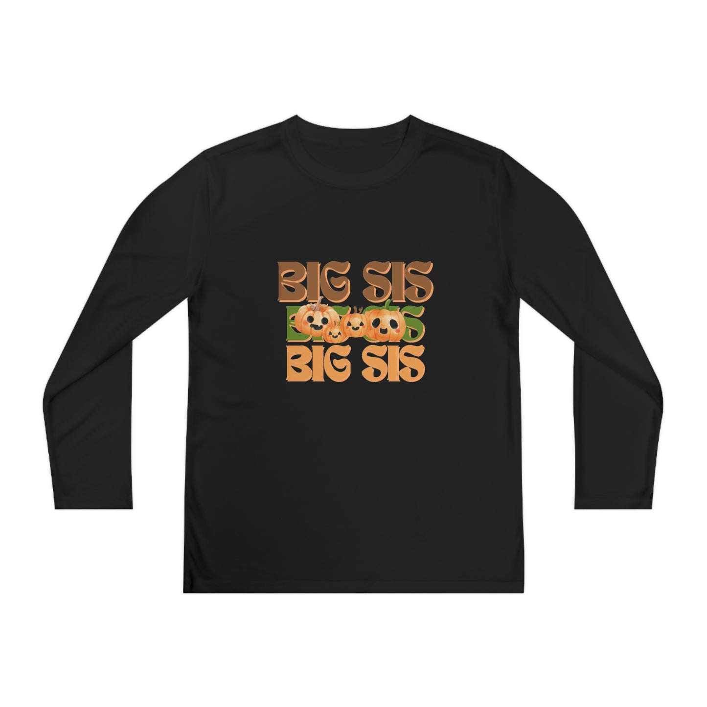 Big Sis Pumpkin Youth Long Sleeve Competitor Tee