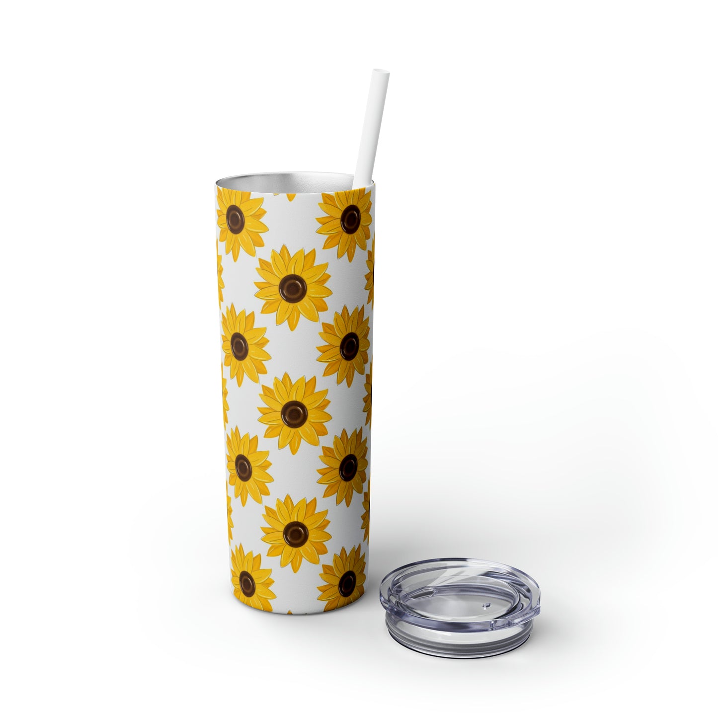 Yellow Daisies Skinny Tumbler with Straw, 20oz