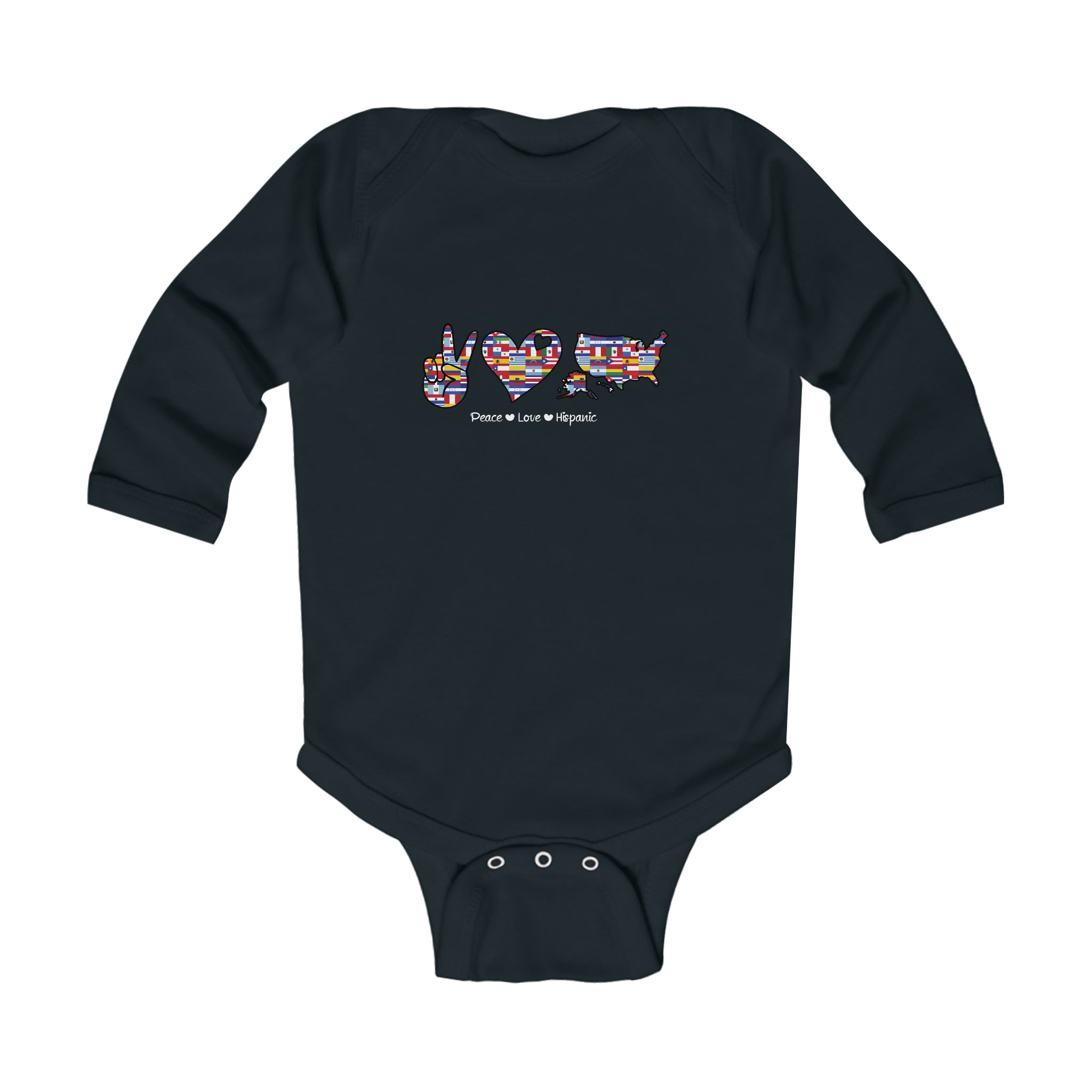 Peace, Love, Hispanic - Hispanic Heritage Month Infant Long Sleeve Bodysuit