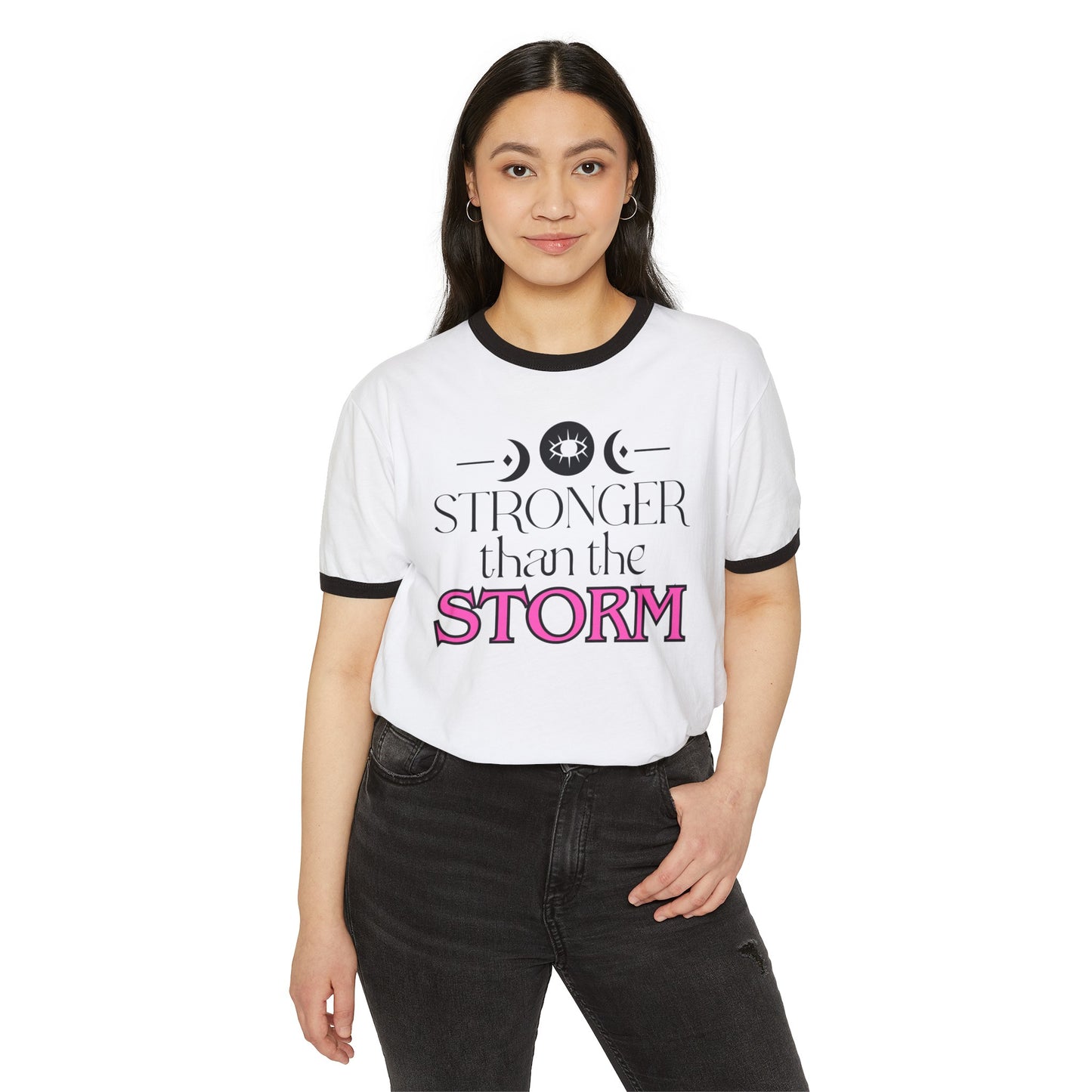 Stronger Than The Storm, Stronger Than The Storm Tee, Stronger Than The Storm Ringer Tee, Unisex Cotton Ringer T-Shirt