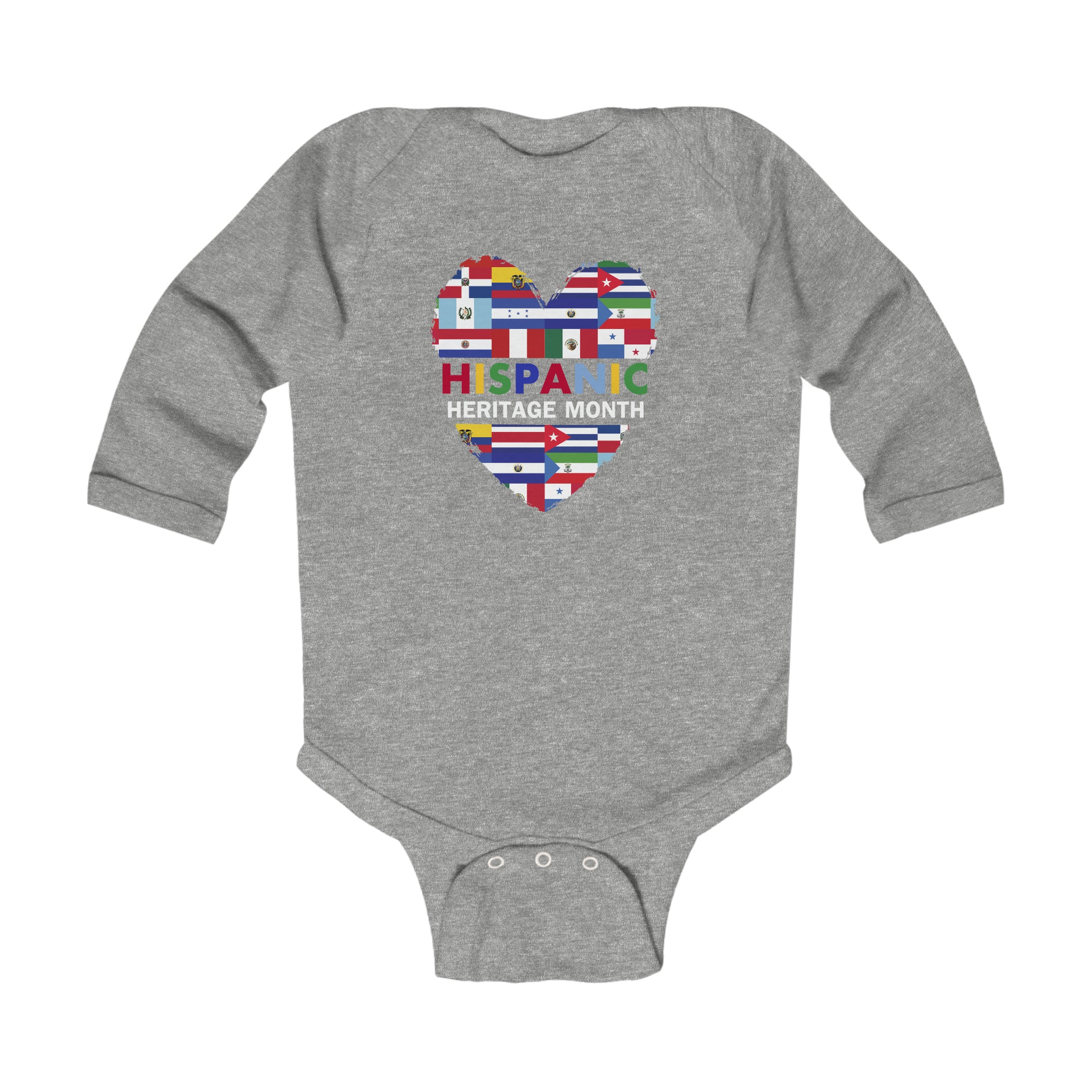 Heart Flags - Hispanic Heritage Month Infant Long Sleeve Bodysuit