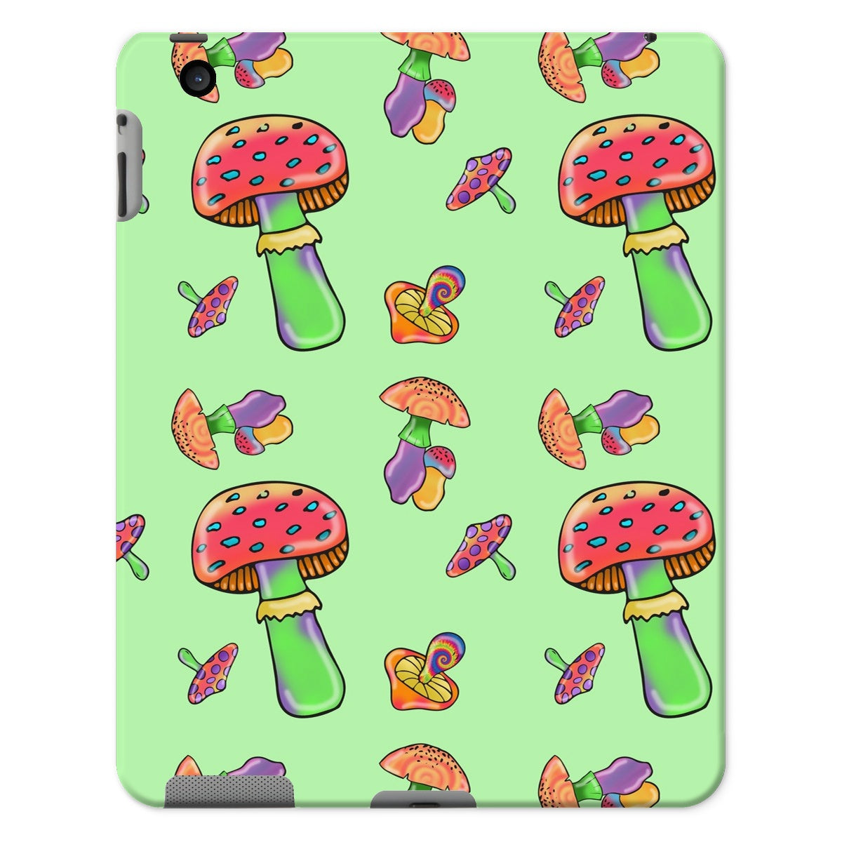 Retro Mushroom Pattern - Green Tablet Cases