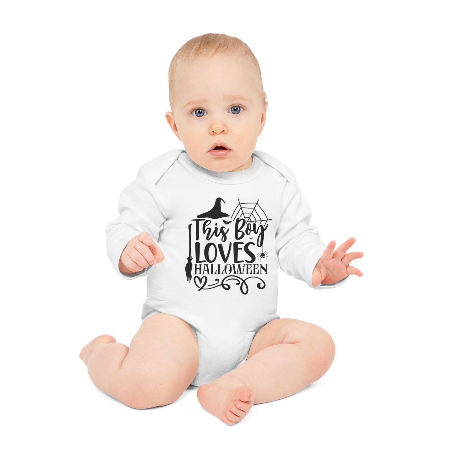 This Boy Loves Halloween, This Boy Loves Halloween Onesie, This Boy Loves Halloween Bodysuit, This Boy Loves Halloween Jumpsuit, Baby Long-Sleeve Organic Bodysuit