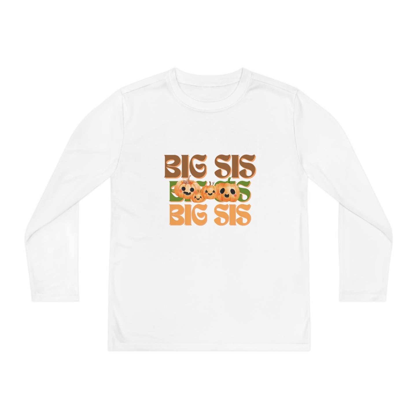 Big Sis Pumpkin Youth Long Sleeve Competitor Tee