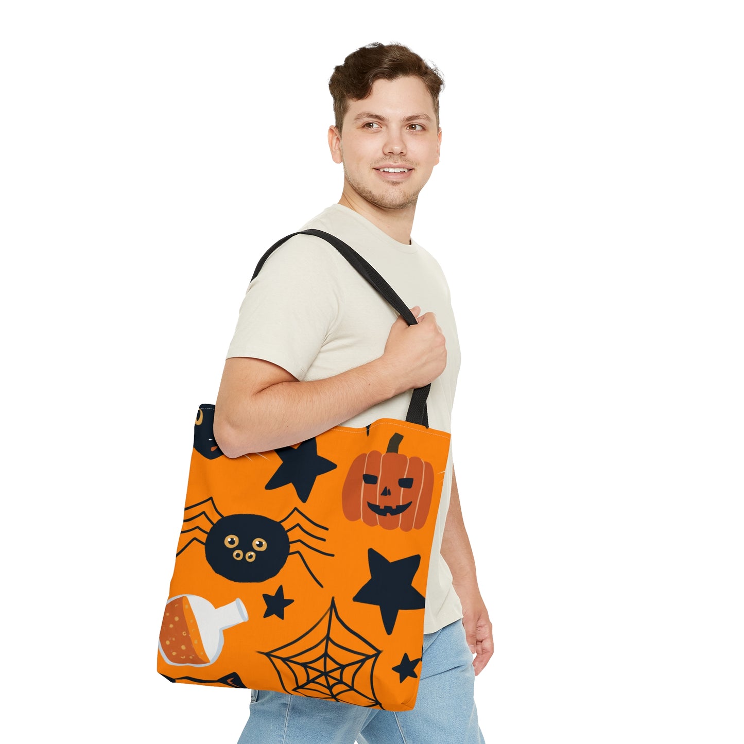 Halloween Spiders Pumpkins Potions & Stars Tote Bag (AOP)