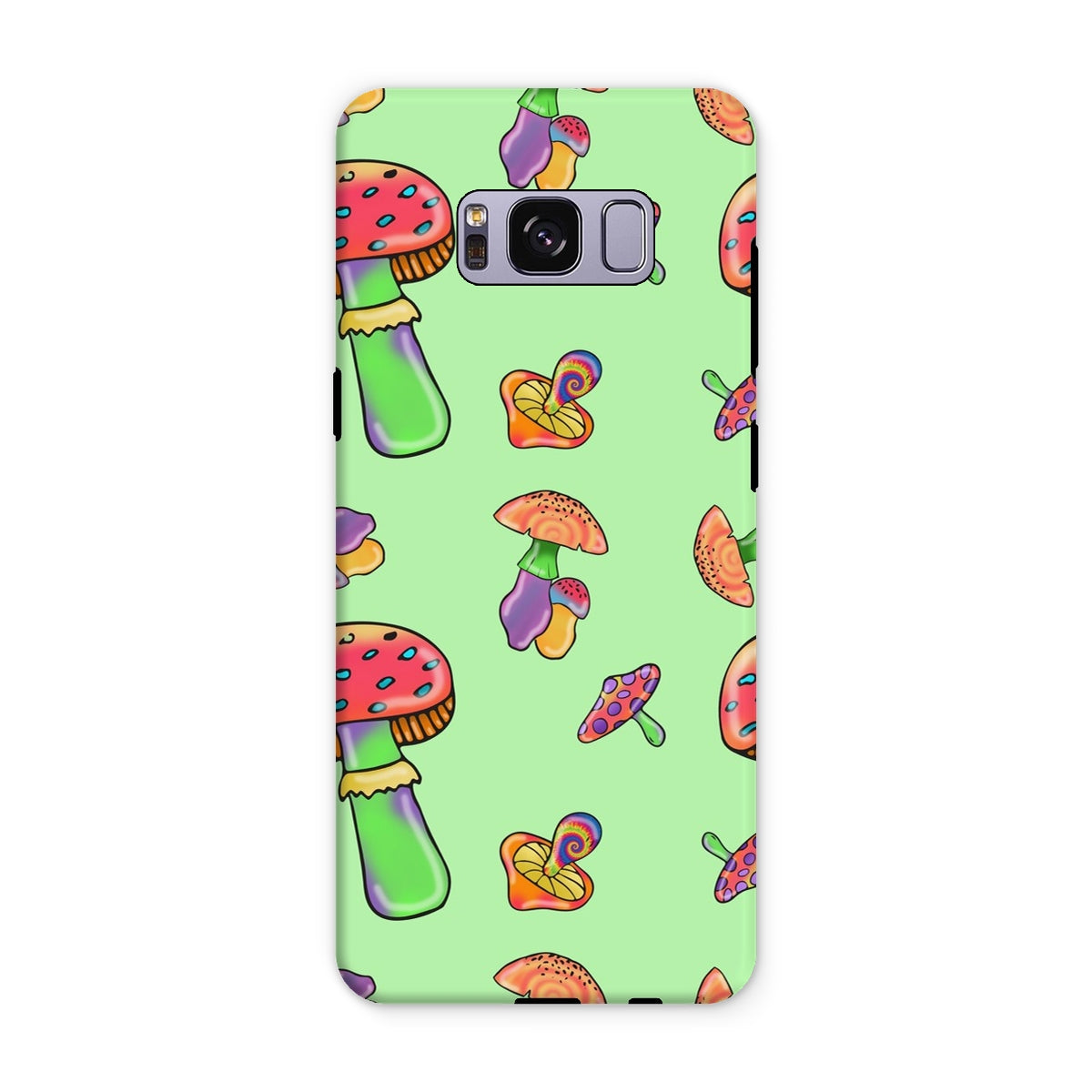 Retro Mushroom Pattern - Green Tough Phone Case