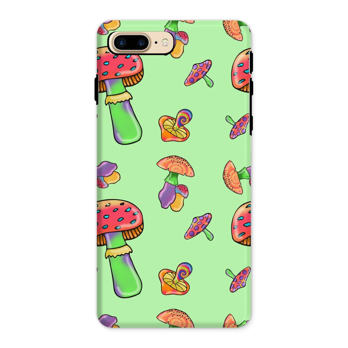 Retro Mushroom Pattern - Green Tough Phone Case