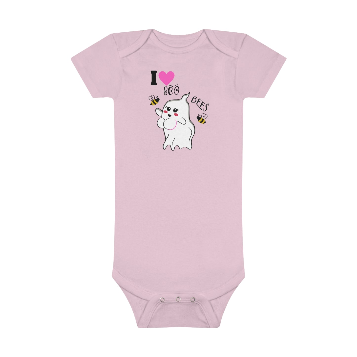 I Love Boo Bees Breast Cancer Awareness Halloween, Jumpsuit, Baby Short Sleeve Onesie®