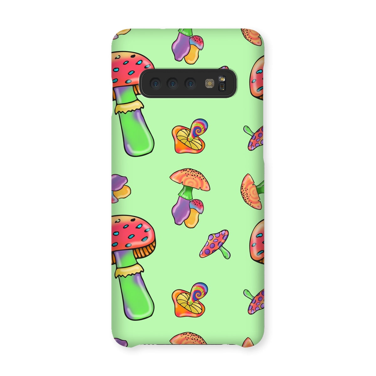 Retro Mushroom Pattern - Green Snap Phone Case