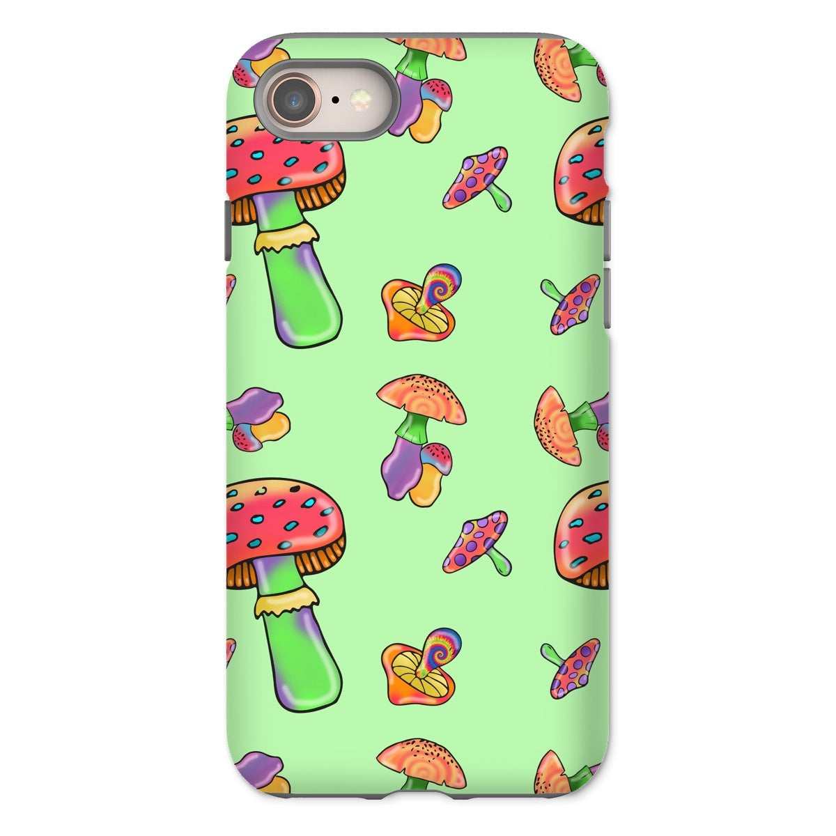 Retro Mushroom Pattern - Green Tough Phone Case