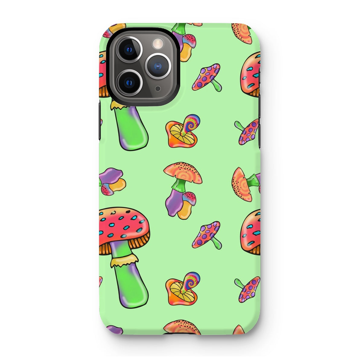 Retro Mushroom Pattern - Green Tough Phone Case