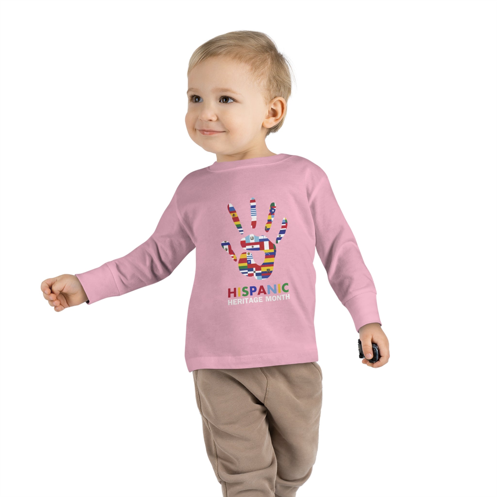 Flag Handprint - Hispanic Heritage Month Toddler Long Sleeve Tee