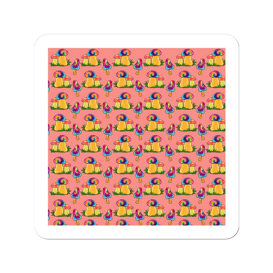 Retro Mushroom Pattern - Pink Sticker