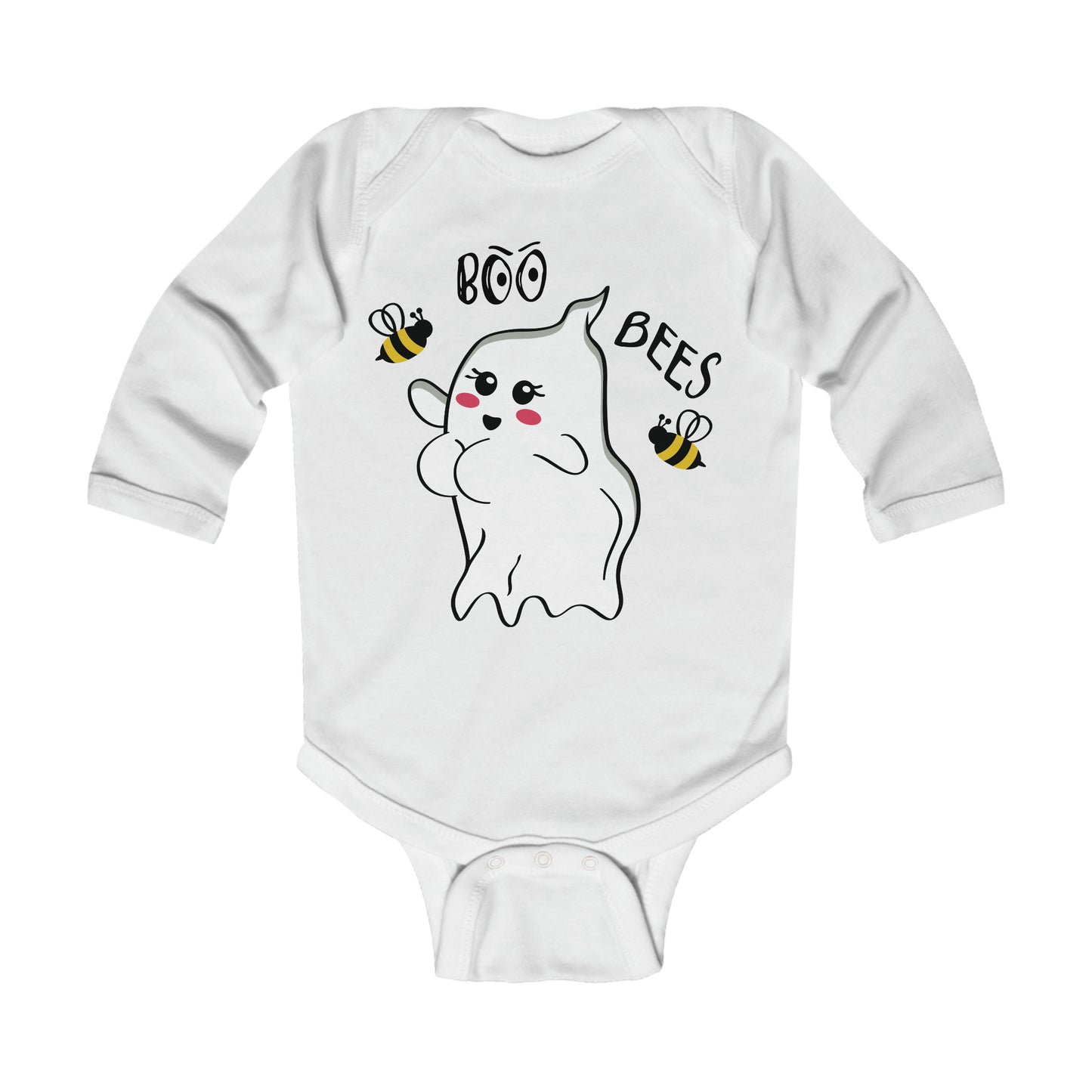 Boo Bees Bodysuit - Breast Cancer awareness - Halloween, Onesie, Infant Long Sleeve Bodysuit