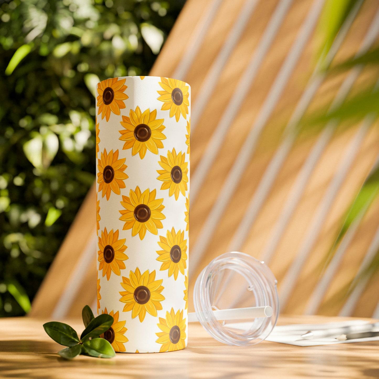 Yellow Daisies Skinny Tumbler with Straw, 20oz