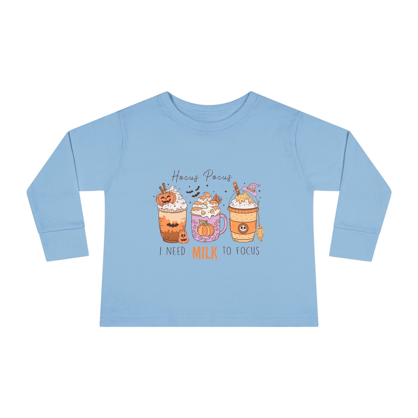 Hocus Pocus I Need Milk To Focus Toddler Long Sleeve Tee