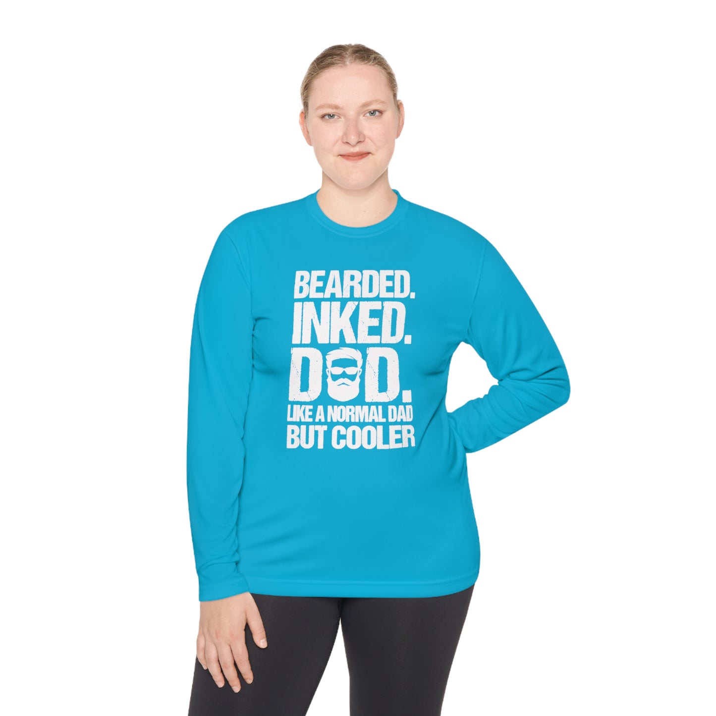 Bearded, Inked, Dad, Like a Normal Dad Just Cooler, Bearded Inked Dad Tee, Dad Tee, Unisex Lightweight Long Sleeve Tee