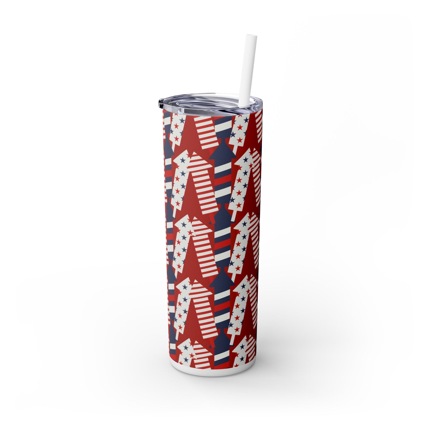 Fire Cracker Americana Skinny Tumbler with Straw, 20oz