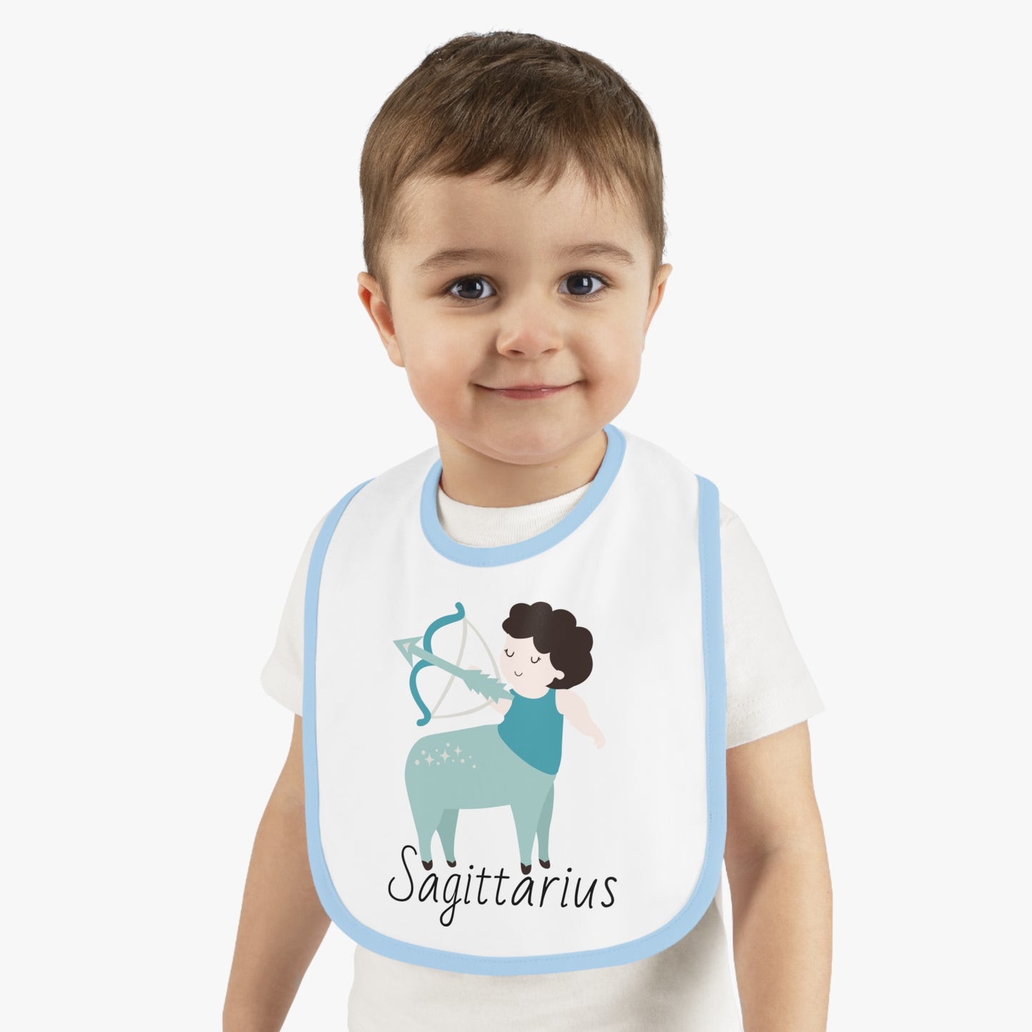 Sagittarius Bib, Sagittarius Baby Bib, Zodiac Sign Bib, Baby Contrast Trim Jersey Bib