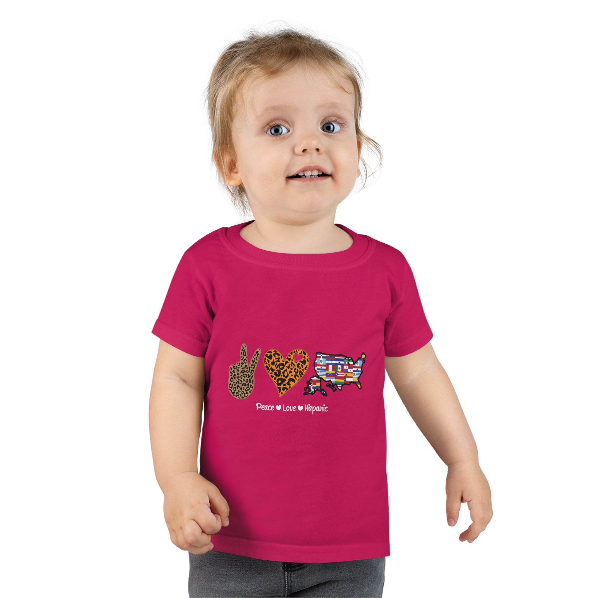 Leopard Peace, Love, Hispanic - Hispanic Heritage Month Toddler T-shirt