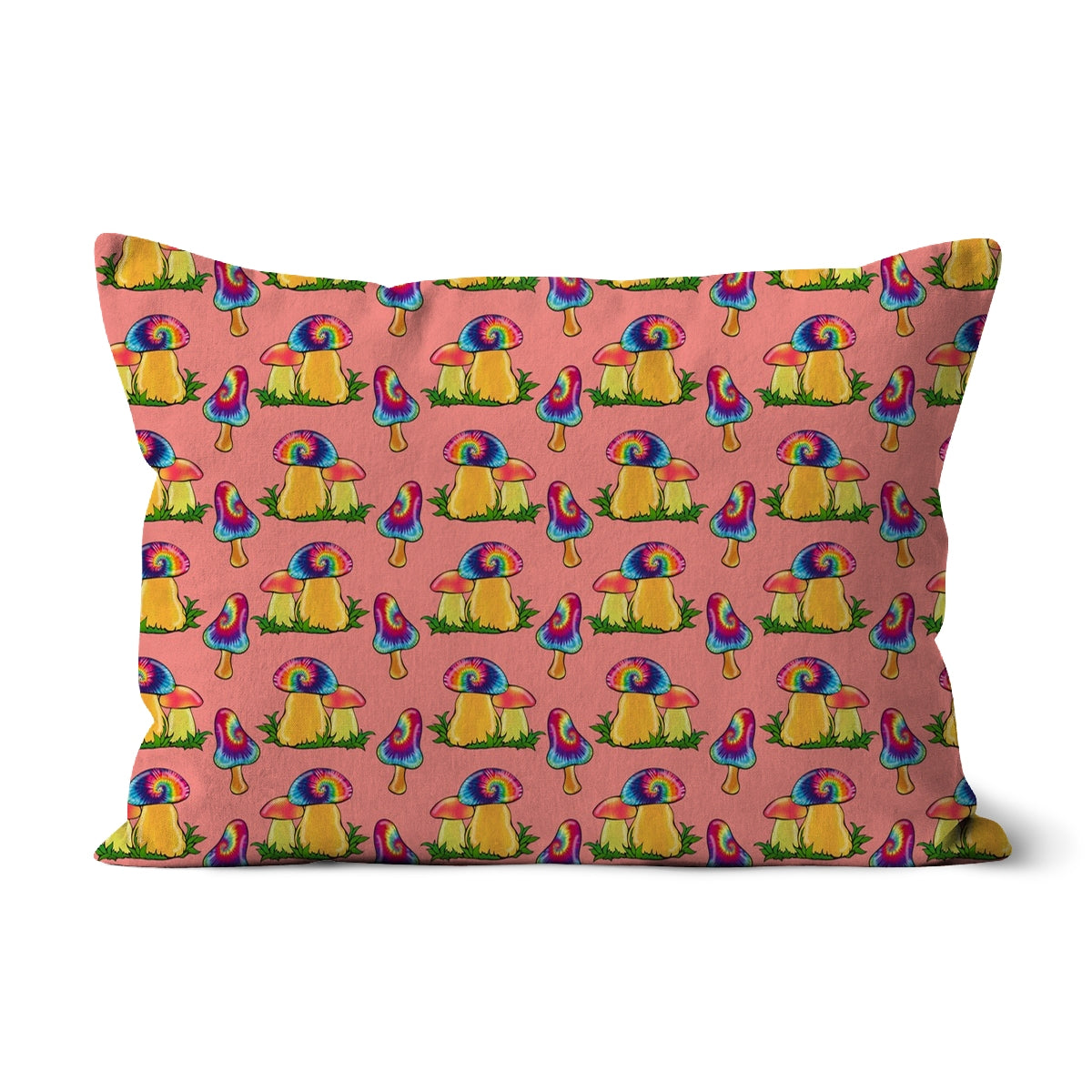 Retro Mushroom Pattern - Pink Cushion