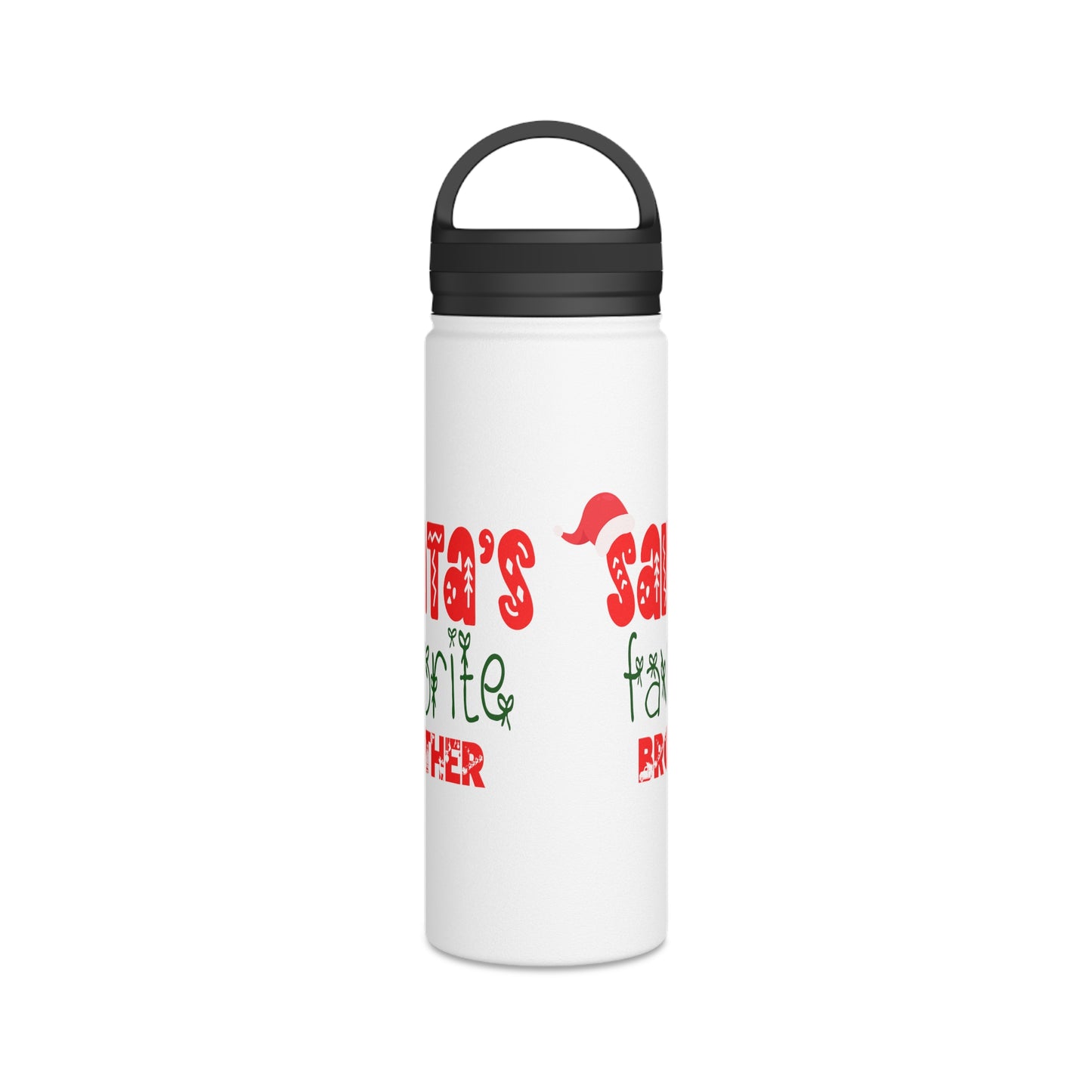 Santa's Favorite Brother Stainless Steel Water Bottle, Handle Lid