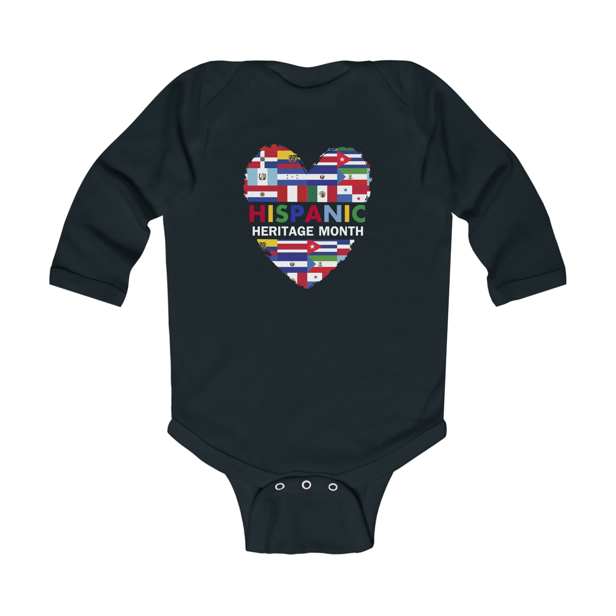 Heart Flags - Hispanic Heritage Month Infant Long Sleeve Bodysuit