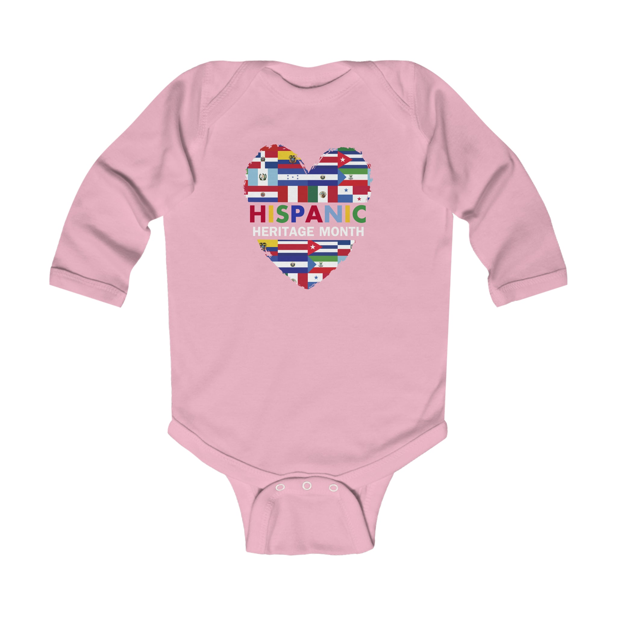Heart Flags - Hispanic Heritage Month Infant Long Sleeve Bodysuit